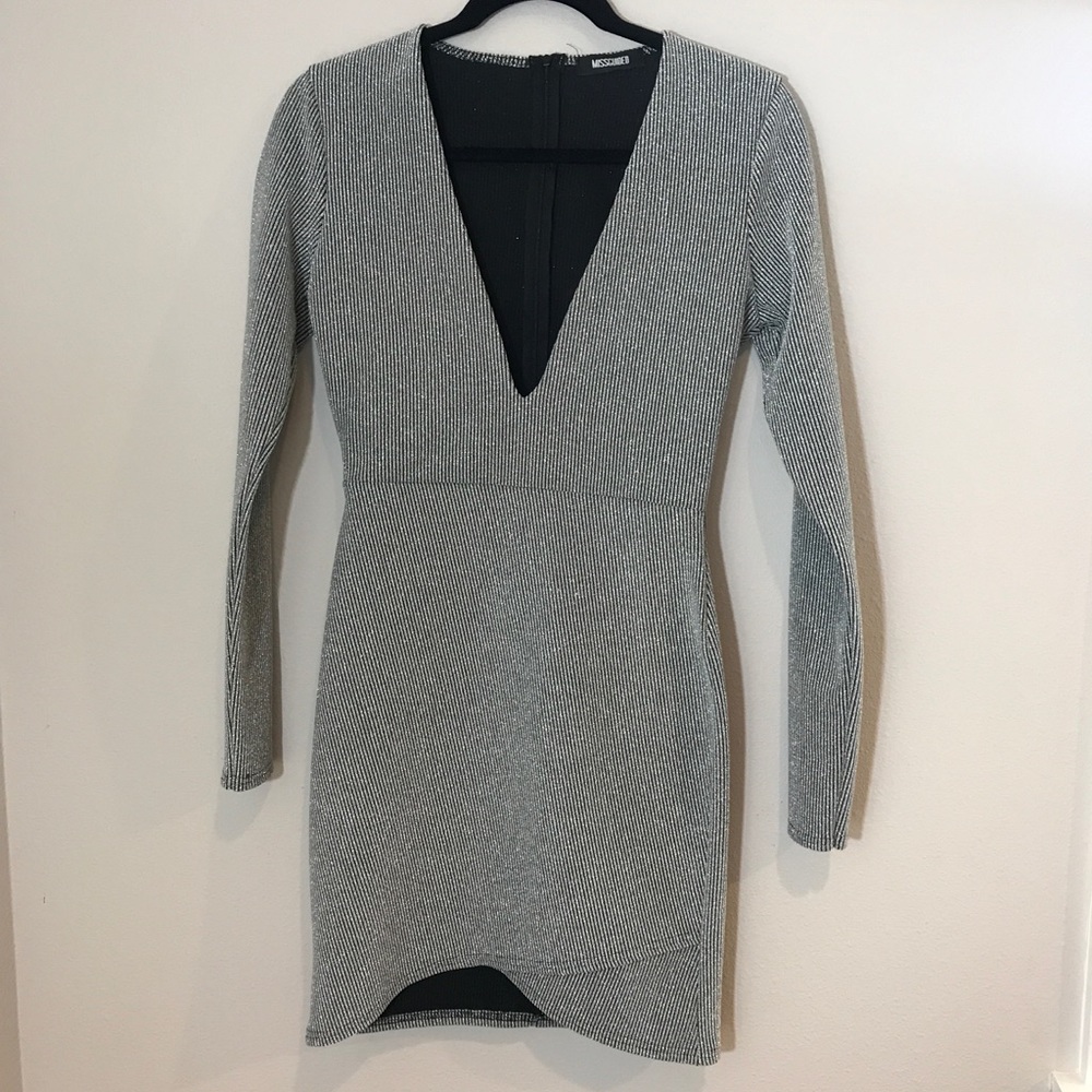 Sparkly mini dress with plunging neckline
